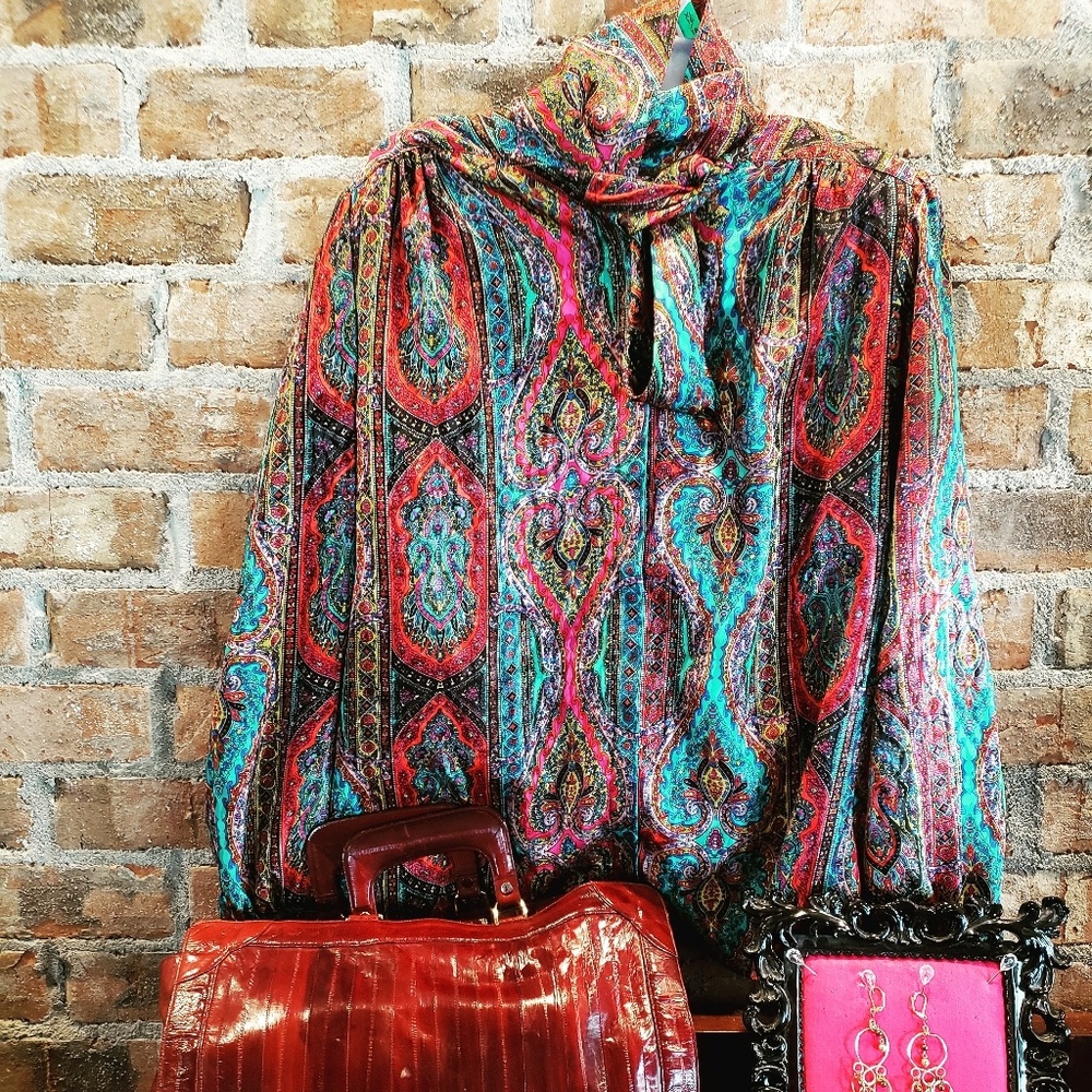 Vintage librarian look LS Blouse